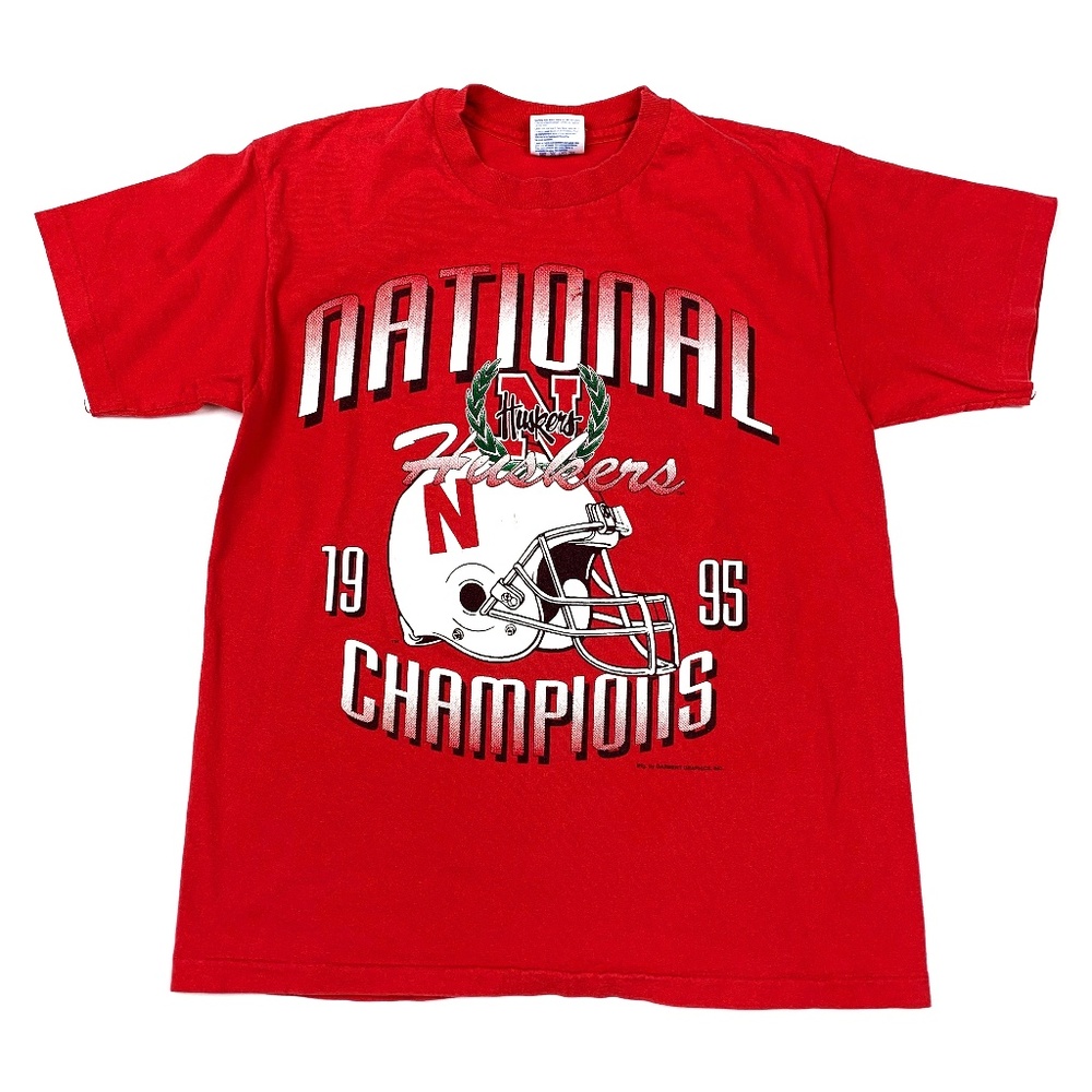 Vtg 90s Hanes Retro Nebraska Huskers T-Shirt Boys